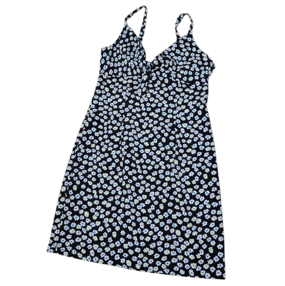 Vtg 90s Joule Daisy Print Tie Front Mini Dress